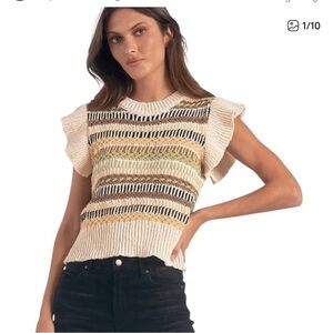 Elan Women's Knit Top - Cream, Brown, Green